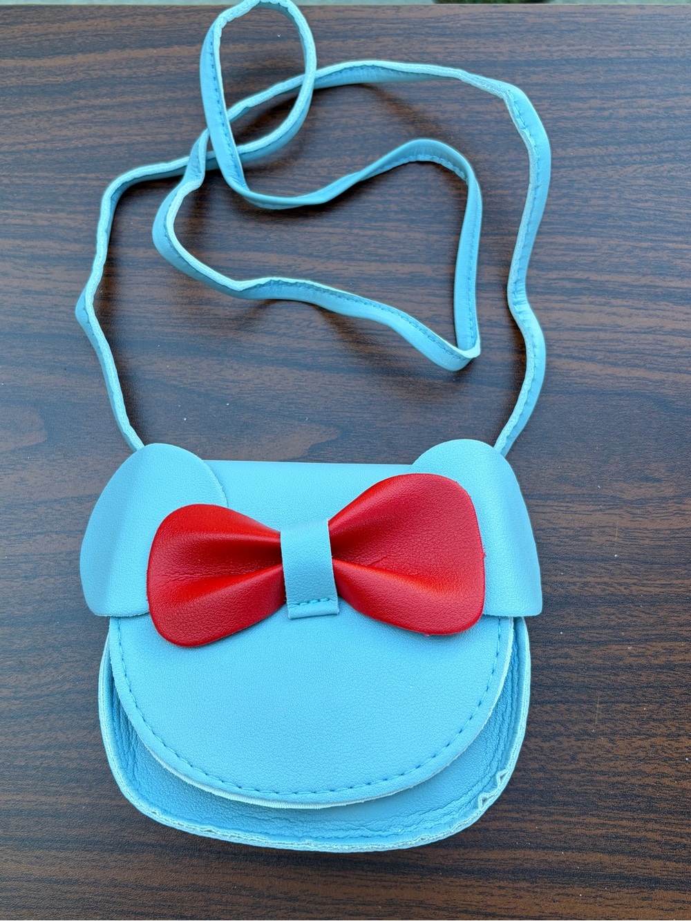 Minnie Mouse Inspired Blue Mini Crossbody Purse Red Bow